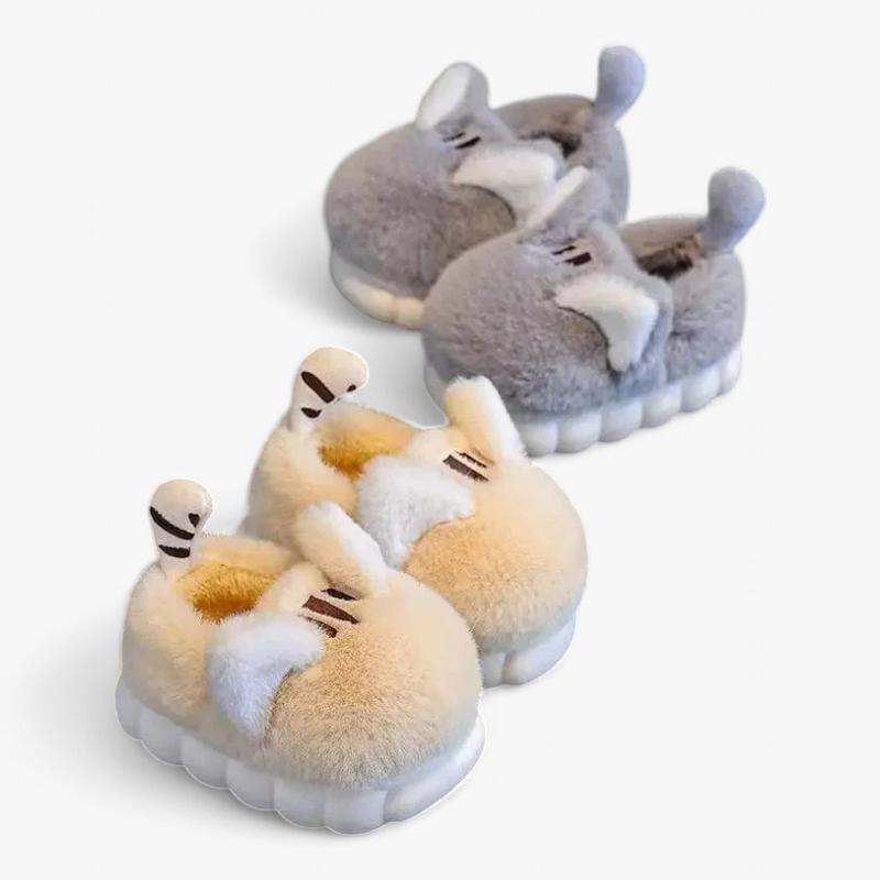 Chaussons Lapin Gris – Doux, Chauds, Avec Oreilles – Parfait Pour L’hiver à La Maison