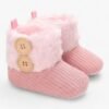 Chausson Bébé Rose Fourrure Boutons