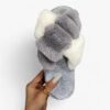 Chausson Claquette Fourrure Bicolore