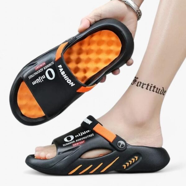 Chausson Claquette Sport Noir et Orange