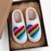 Chausson Femme Cœur Rayé Multicolore