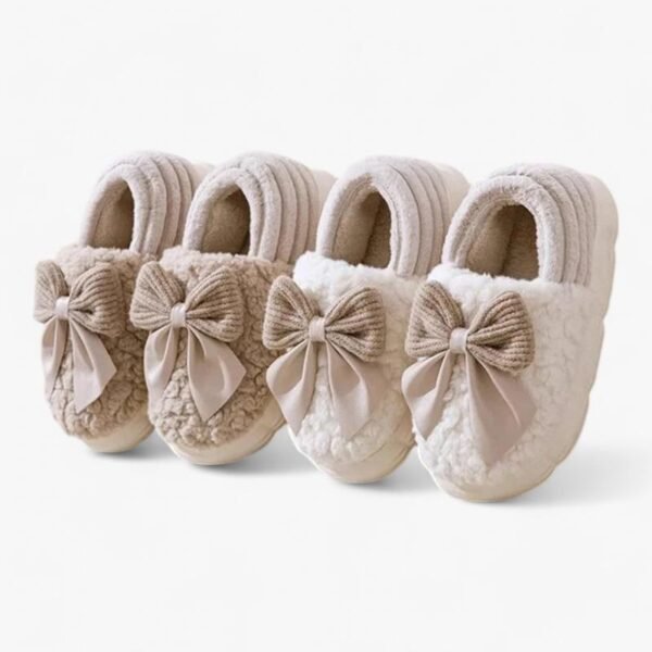 Chausson Femme Peluche Nœud Papillon