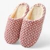 Chausson Femme Peluche Rose Carrés