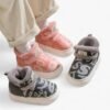 Chausson Fourré Enfant Rose et Gris