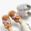 Chausson Lapin Fourrure Ruban Blanc