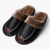 Chausson Mule Cuir et Fourrure Marron