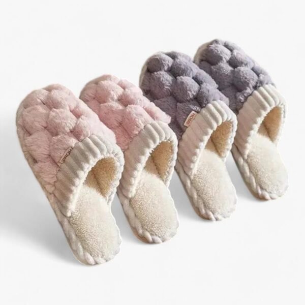 Chausson Mule Fourrure Pompons
