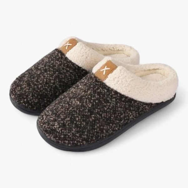 Chausson Mule Laine et Fourrure Noir