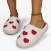 Chausson Mules Blanc Cœur Rouge