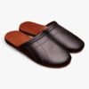 Chausson Mules Cuir Noir et Marron