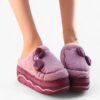 Chausson Mules Fourrure Noeud Papillon