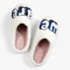 Chausson Mules Peluche Blanc et Bleu