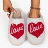 Chausson Peluche Blanc Cœur Love