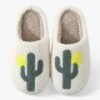 Chausson Peluche Cactus Blanc