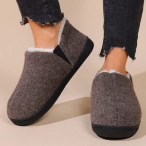 Chausson Feutre Gris Doublure Fourrure