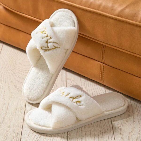 Chausson Claquette Blanche Fourrure Bride