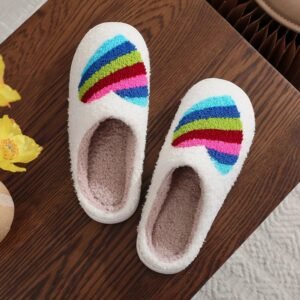 Chausson Femme Cœur Rayé Multicolore