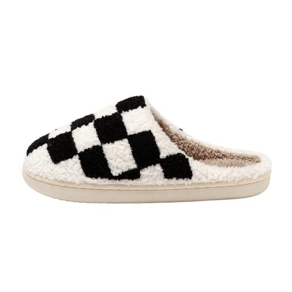 Chausson Mules Carreaux Noirs et Blancs