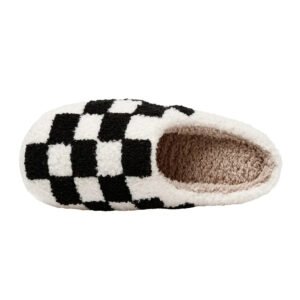 Chausson Mules Carreaux Noirs et Blancs
