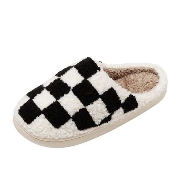 Chausson Mules Carreaux Noirs et Blancs