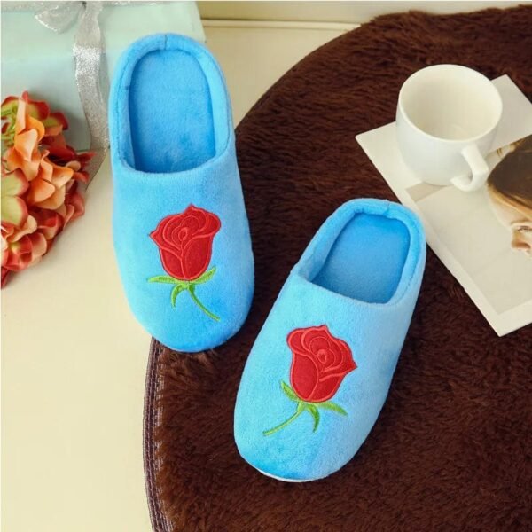 Chausson Femme Rose Brodé Fleur