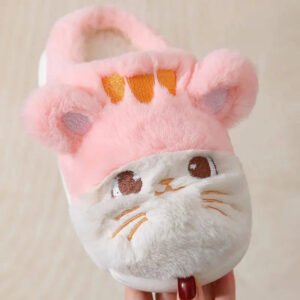 Chausson Chat Peluche Rose Enfant
