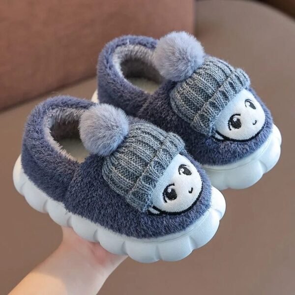 Chausson Enfant Peluche Bonnet Pompon