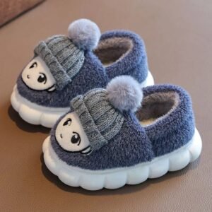 Chausson Enfant Peluche Bonnet Pompon