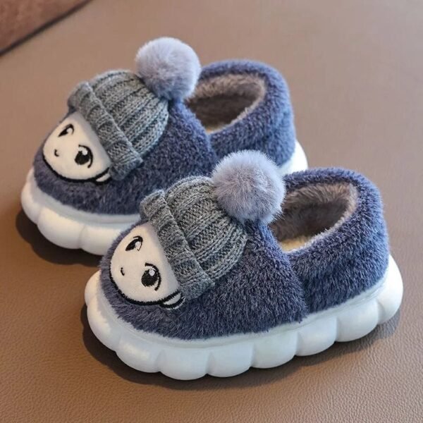 Chausson Enfant Peluche Bonnet Pompon