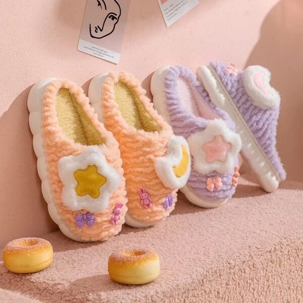 Chausson Peluche Étoile et Lune