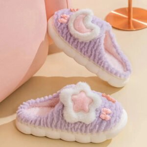 Chausson Peluche Étoile et Lune