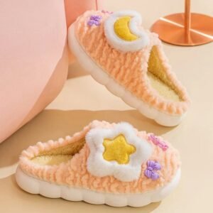 Chausson Peluche Étoile et Lune