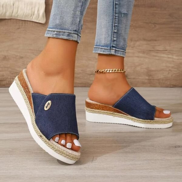 Chausson Sandale Compensé en Tissu