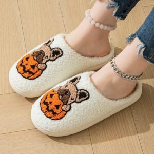Chausson Femme Chien Citrouille