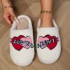 Chausson Peluche Blanc Coeur Love