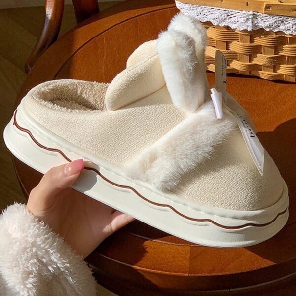 Chausson Lapin Fourrure Ruban Blanc