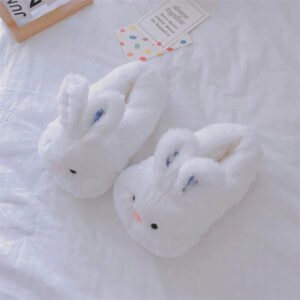 Chausson Lapin Peluche Blanc Antidérapant