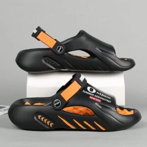 Chausson Claquette Sport Noir et Orange
