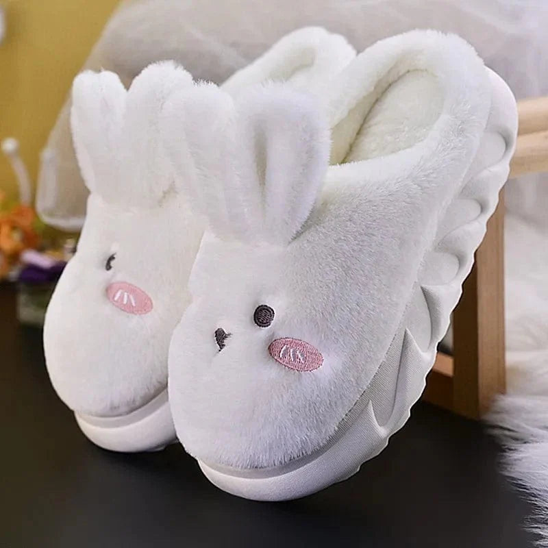 Chaussons D'hiver Homme Et Femme - Design Lapin Avec Oreilles - Doublure Polaire épaisse - Semelle Antidérapante - Confort Mémoire De Forme