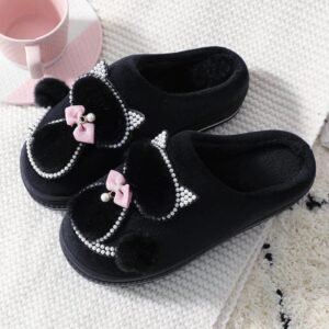 Chausson Chat Peluche avec Nœud