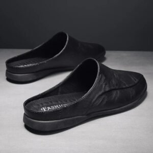Chausson Mule Cuir Homme Noir ou Marron