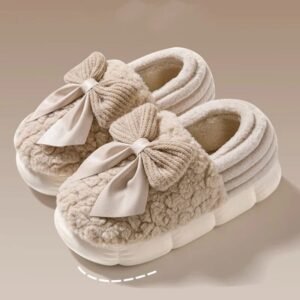 Chausson Femme Peluche Nœud Papillon