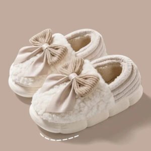 Chausson Femme Peluche Nœud Papillon