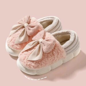 Chausson Femme Peluche Nœud Papillon