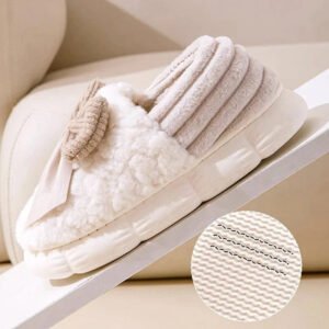 Chausson Femme Peluche Nœud Papillon