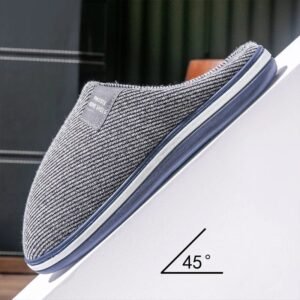 Chausson Mule Tissu Rayé Gris