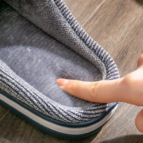 Chausson Mule Tissu Rayé Gris