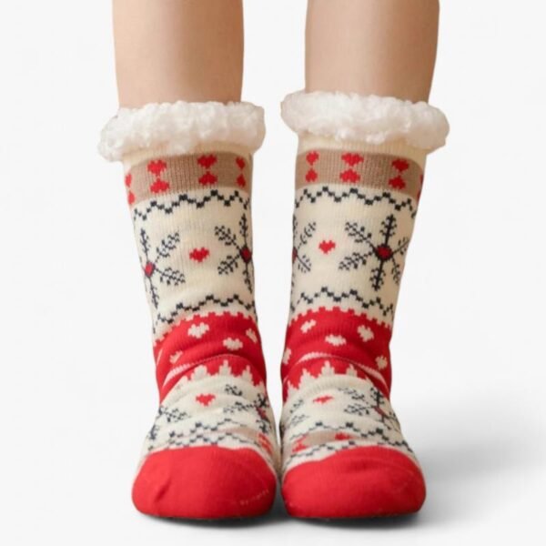 Chaussette Chausson Noël Rouge et Beige ok