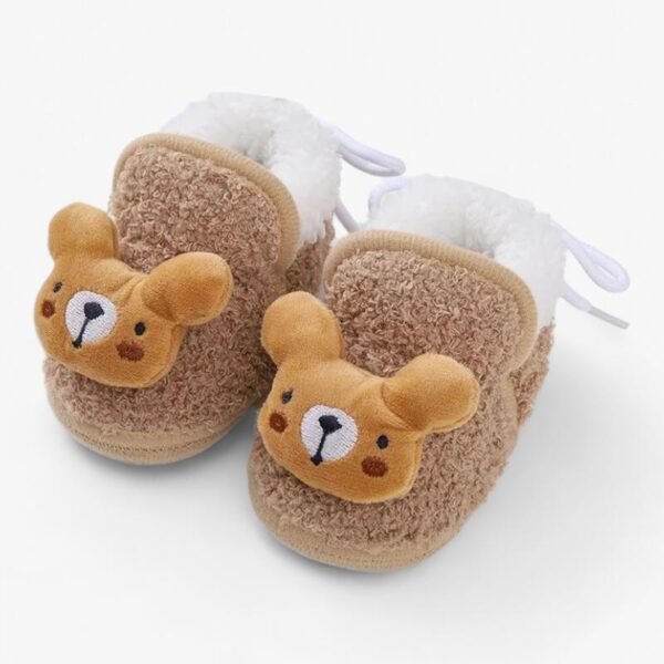 Chausson Bébé Ours en Peluche Marron ok