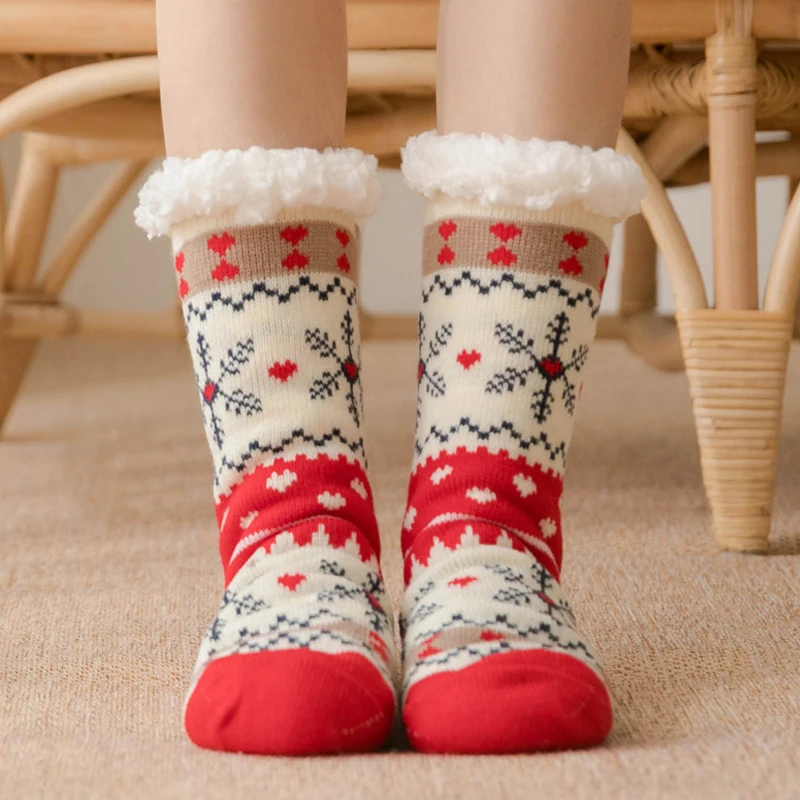 Chaussette Chausson Noël Rouge et Beige